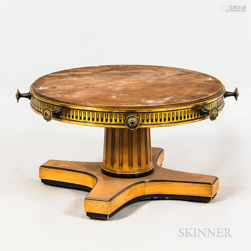 Neoclassical-style Parcel-gilt and Blonde-wood Low Table Bas...