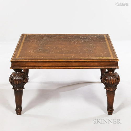 Neoclassical-style Carved Mahogany Low Table, with a leather...