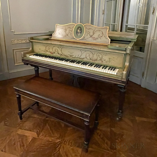 Polychrome Painted Weber Duo-Art Grand Piano, with bench, wd...