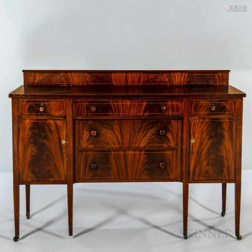 Federal-style Mahogany Sideboard, with line inlay, wooden kn...