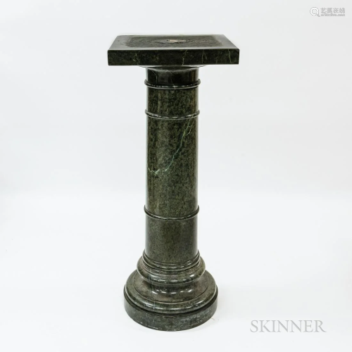 Italian Antico Verde Marble Pedestal, ht. 35 7/8, wd. 13 3/4...