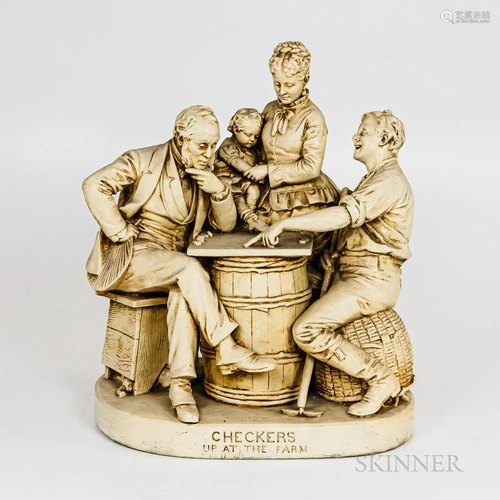 John Rogers Figural Group, "Checkers Up at the Farm,&qu...