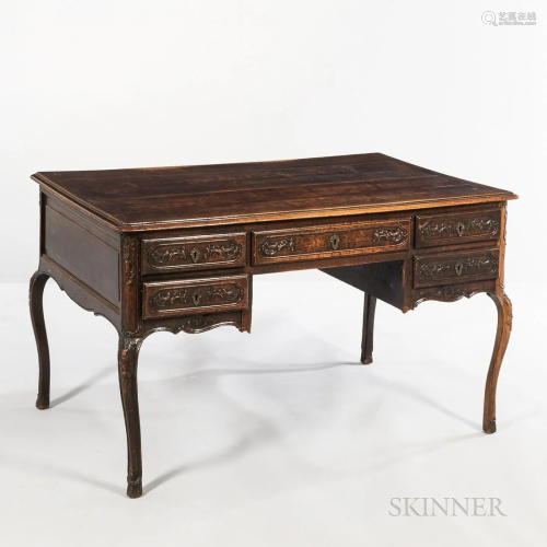 Rococo-revival Carved Walnut Writing Desk, with carved drawe...