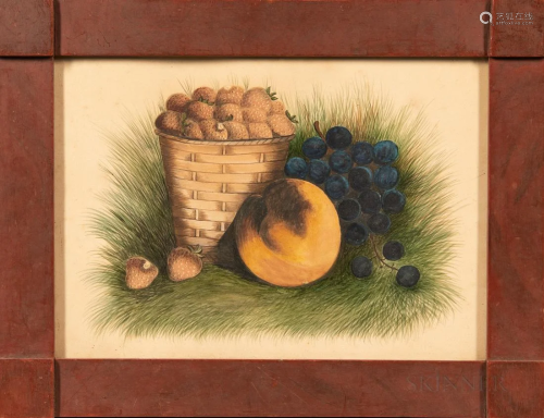 American School, 19th Century Still Life with Fruit Unsigned...