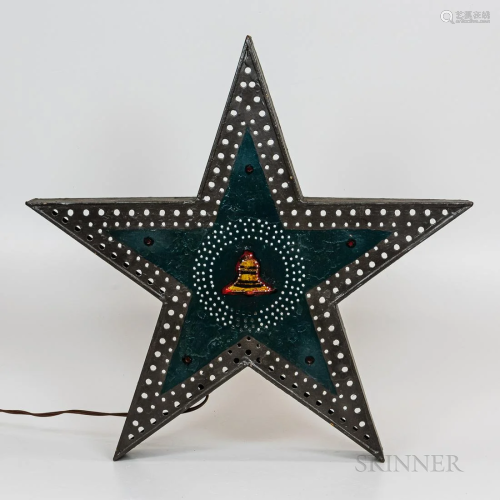 Electrified Pierced Metal and Painted Star Sign, 20th centur...