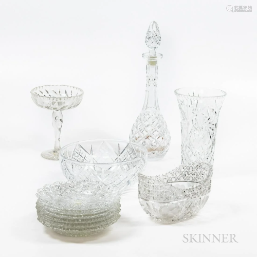 Eleven Pieces of Cut Colorless Glass, including six small pl...