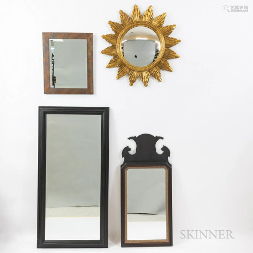 Four Mirrors, 20th century, including a rectangle wooden dre...