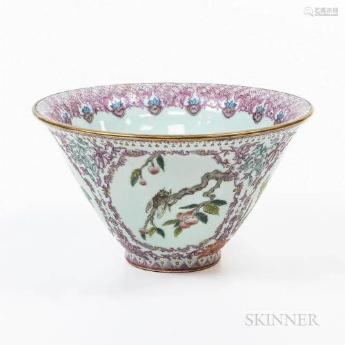 Chinese Enameled Conical Deep Bowl, with auspicious insects ...