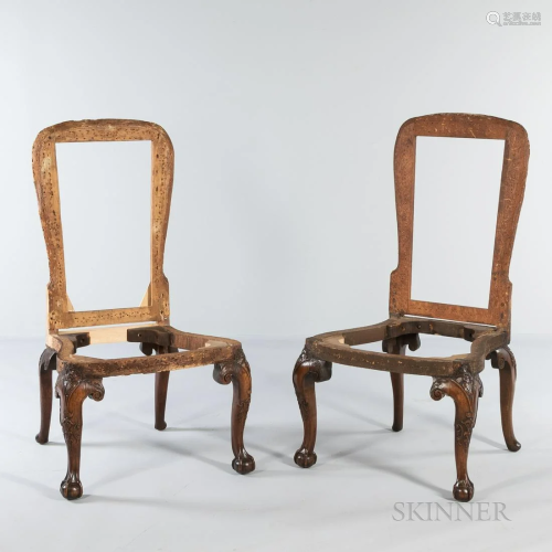 Two Georgian Mahogany Chair Frames, with carved knees, cabri...