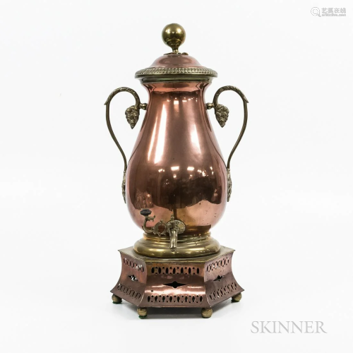 Copper and Brass Samovar, with urn-form, approx. ht. 26 in.