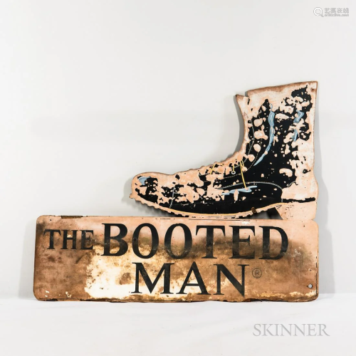 Painted "The Booted Man" Wooden Sign, 60 x 47 in.