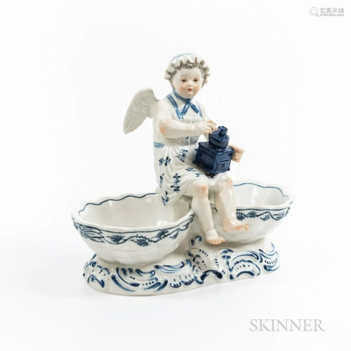 Blue and White Meissen Porcelain Figural Double Dish, with s...