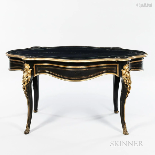 Napoleon III Bronze-mounted and Ebonized Wood Center Table, ...