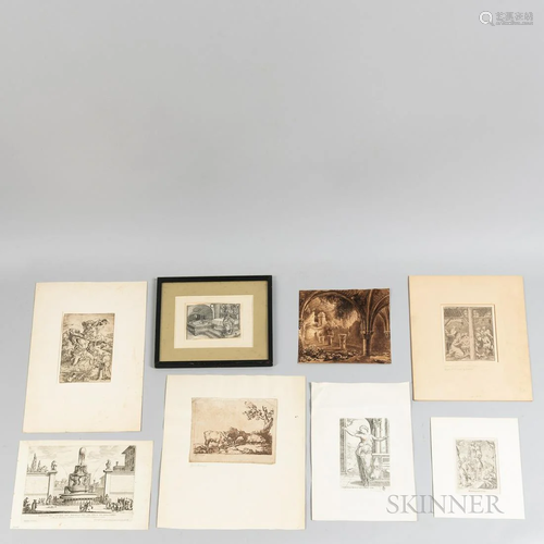 Eight Old Master Works on Paper Including: After Thomas Gain...