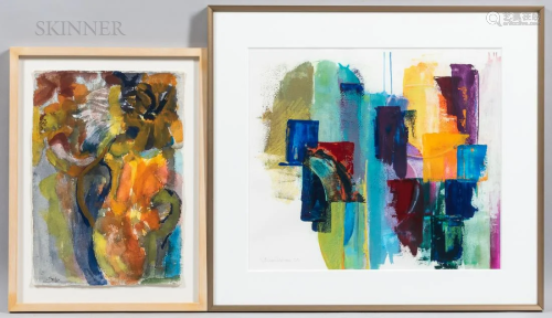 Two Contemporary Framed Watercolor Paintings, one by Gretche...