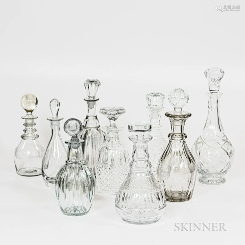 Nine Crystal Glass Decanters and a G. H. Humm Champagne Buck...