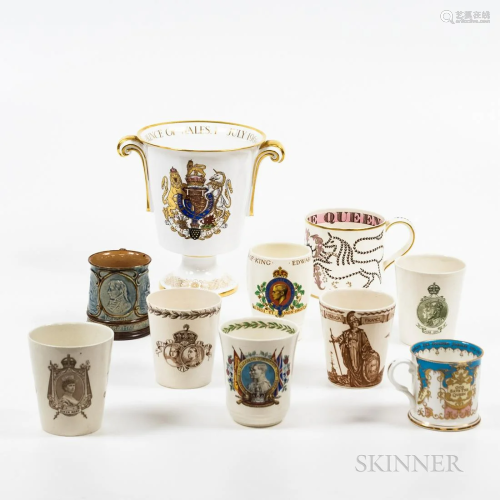 Ten Pieces of Coronation-ware Mugs and an Urn, including a R...