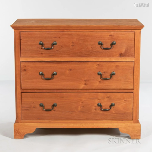 Chippendale-style Cherry Chest of Drawers, three drawers wit...