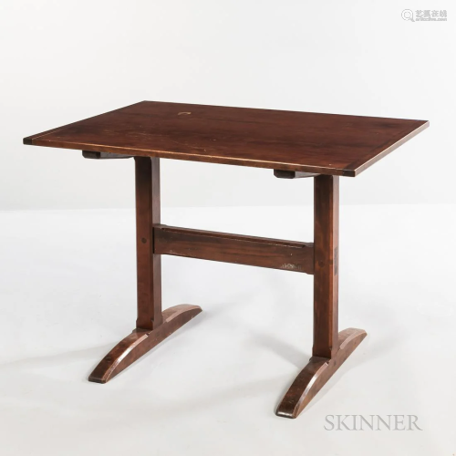 D. R. Dimes Mahogany Trestle Table, with shoe-form feet, ht....