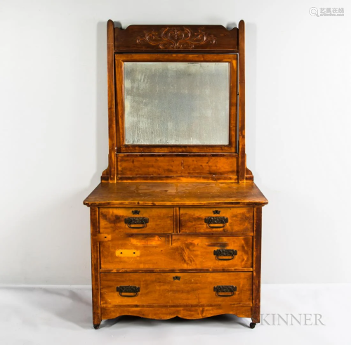 Late Victorian Oak Mirrored Dresser, early 20th century, ht....