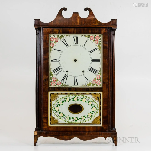 Pillar & Scroll Clock and Case, with scroll-top case wit...
