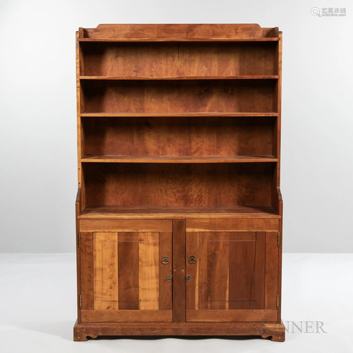 Contemporary Maple Step-back Cupboard, with a molded crest, ...