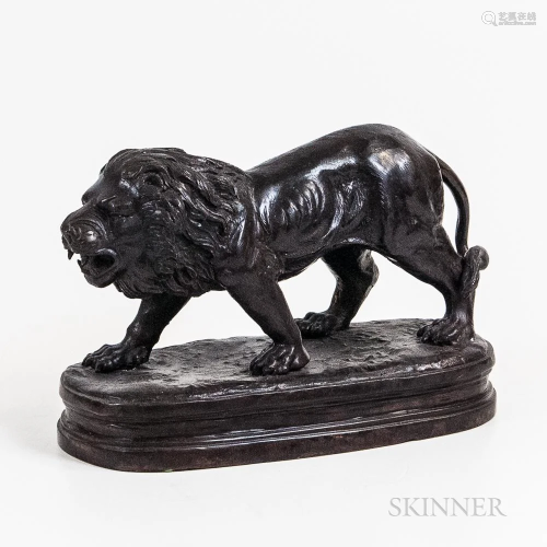 Bronze Statue of a Lion, unmarked, ht. 9, lg. 13 1/2, dp. 6 ...