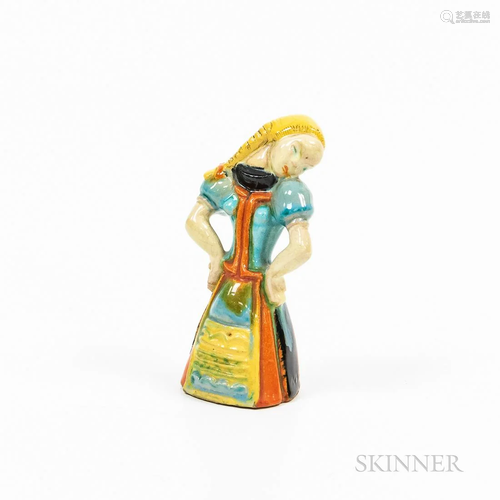 Austrian Ceramic Girl Figure, 19th/20th century, marked indi...