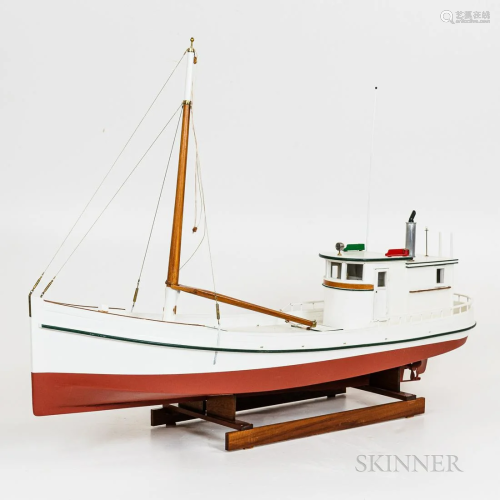 Large Painted Oyster Boat Model, with stand, ht. 30 1/4, wd....