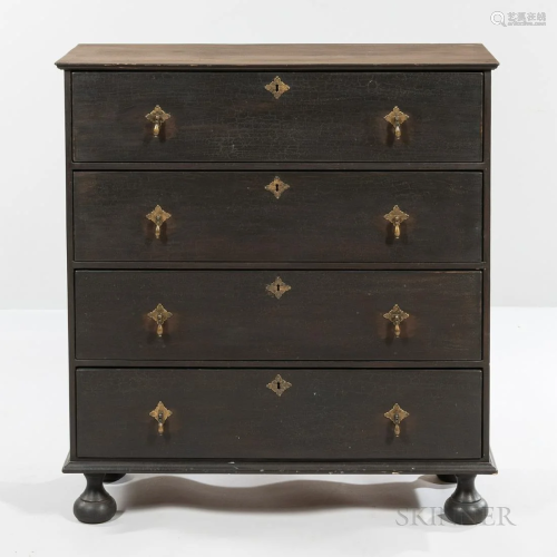G. L. Sawyer William and Mary-style Black-painted Bureau, wi...