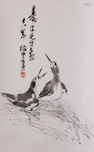 卢坤峰 双鸟图