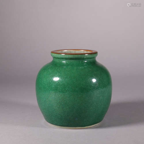 十八世纪 苹果绿釉太白罐