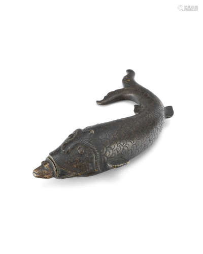 明 銅雕魚形火藥筒