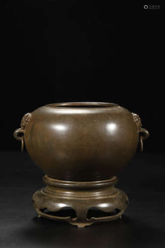 Bronze Beast-eared Censer and Stand