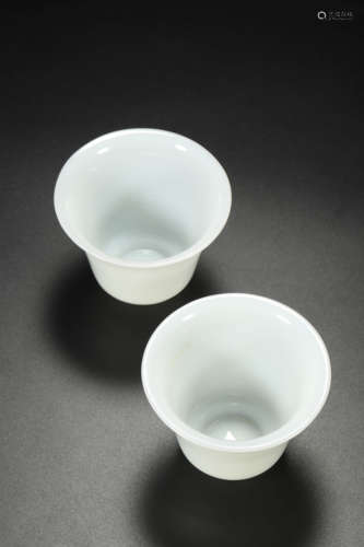 A Pair of White Glass Cups