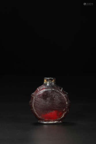 Ruby-red Glass Bamboo Snuff Bottle