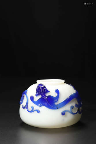 White and Blue Glass Water Pot