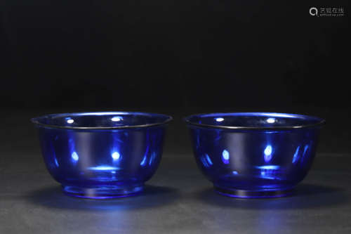 A Pair of Blue Glass Bowls