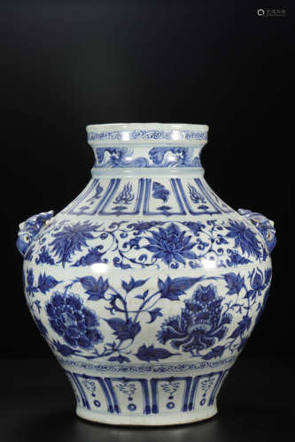 Blue and White Floral Jar