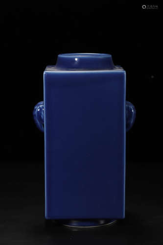 Blue Glaze Elephant-Eared Vase