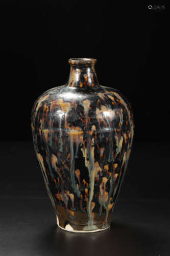 Jizhou Kiln Flambe-Glazed Meiping Vase