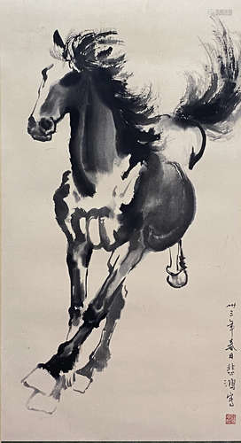 Chinese Horse Painting, Hanging Scroll, Xu Beihong Mark