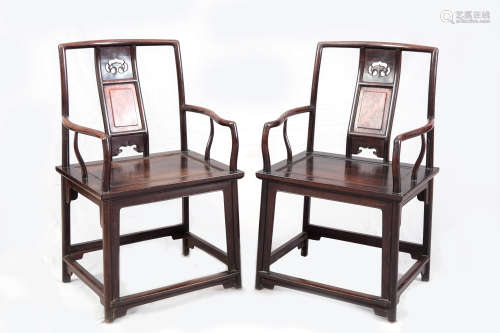 Pair of Sandalwood official’S Hat Chairs