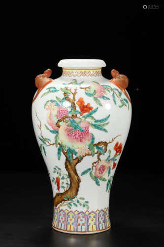 Famille Rose Floral Meiping Vase