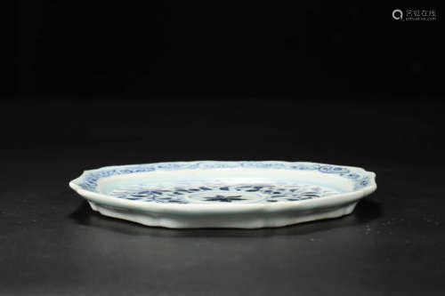 Blue and White Lobed Plate