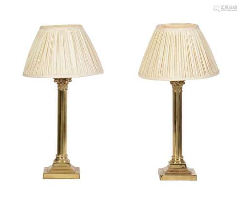 A PAIR OF BRASS TABLE LAMPS