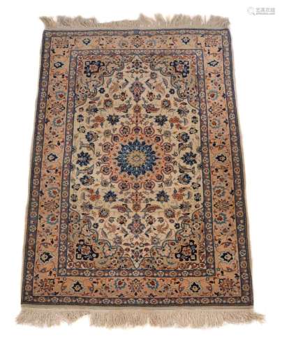 A PART SILK RUG IN KASHAN STYLE
