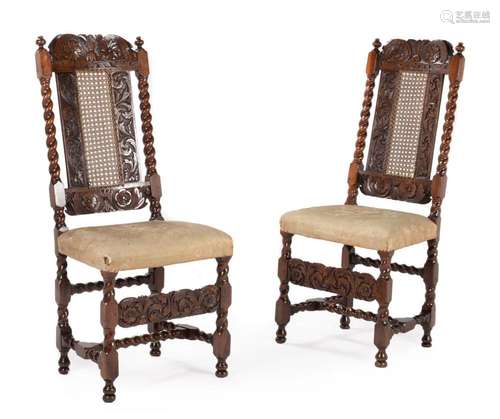 A PAIR OF CHARLES II WALNUT SIDE CHAIRS