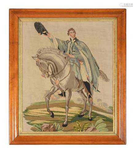 AN EARLY VICTORIAN NEEDLEWORK PICTURE OF SIR ARTHUR WELLESLE...