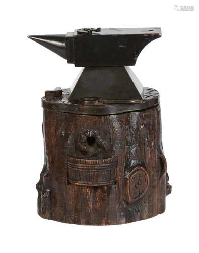 A BLACK FOREST TOBACCO JAR WITH HINGED COVER